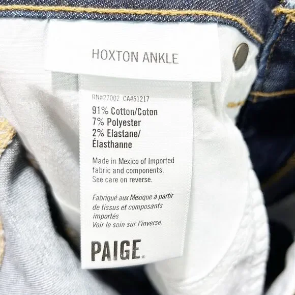 NWOT PAIGE “Hoxton Ankle” Heidi Deconstructed Jeans size 27